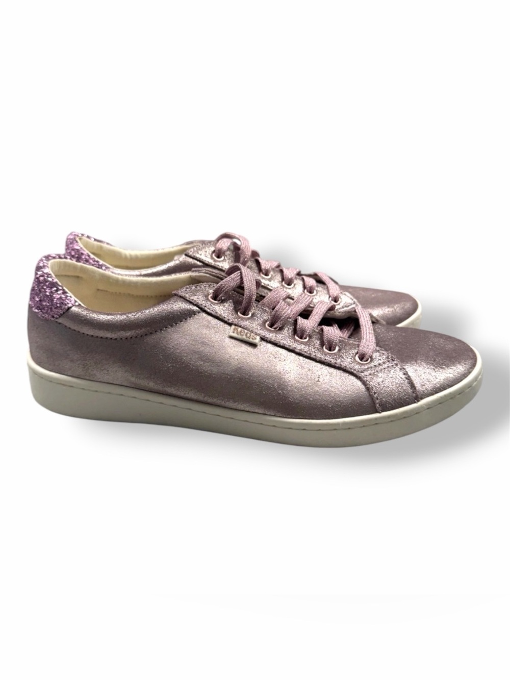 Metallic Lavender Pink Lace-Up Women's Sneakers